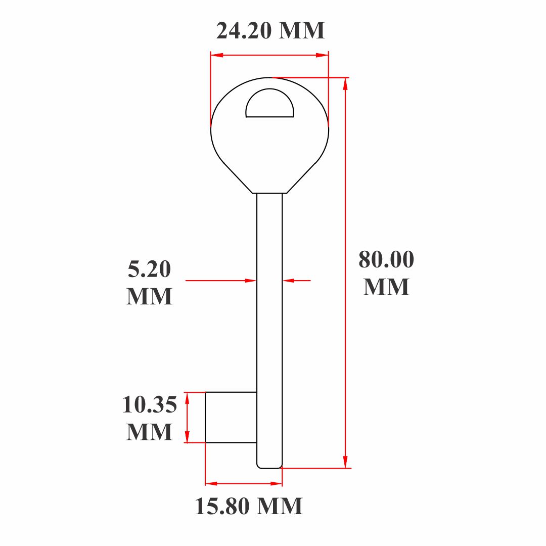 80 MM Iron Key For Lever Lock