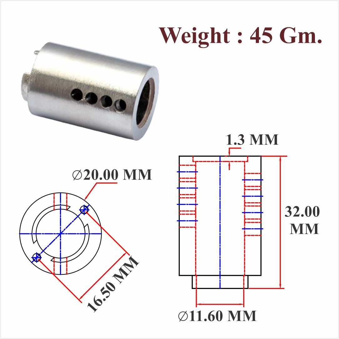MS & Zinc Cylinder Body 20x32 MM