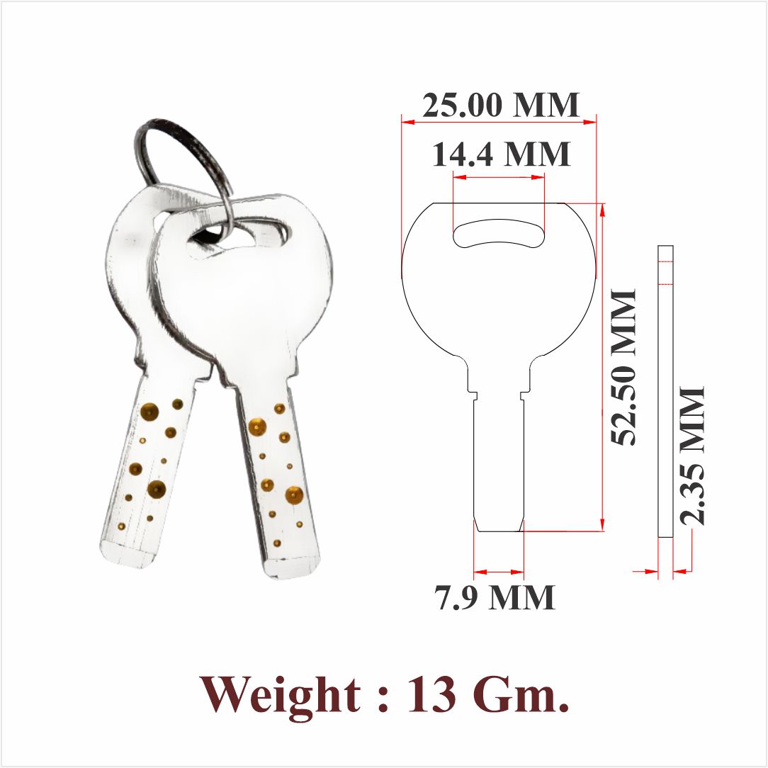 MS & Zinc Key For Cupboard Lock