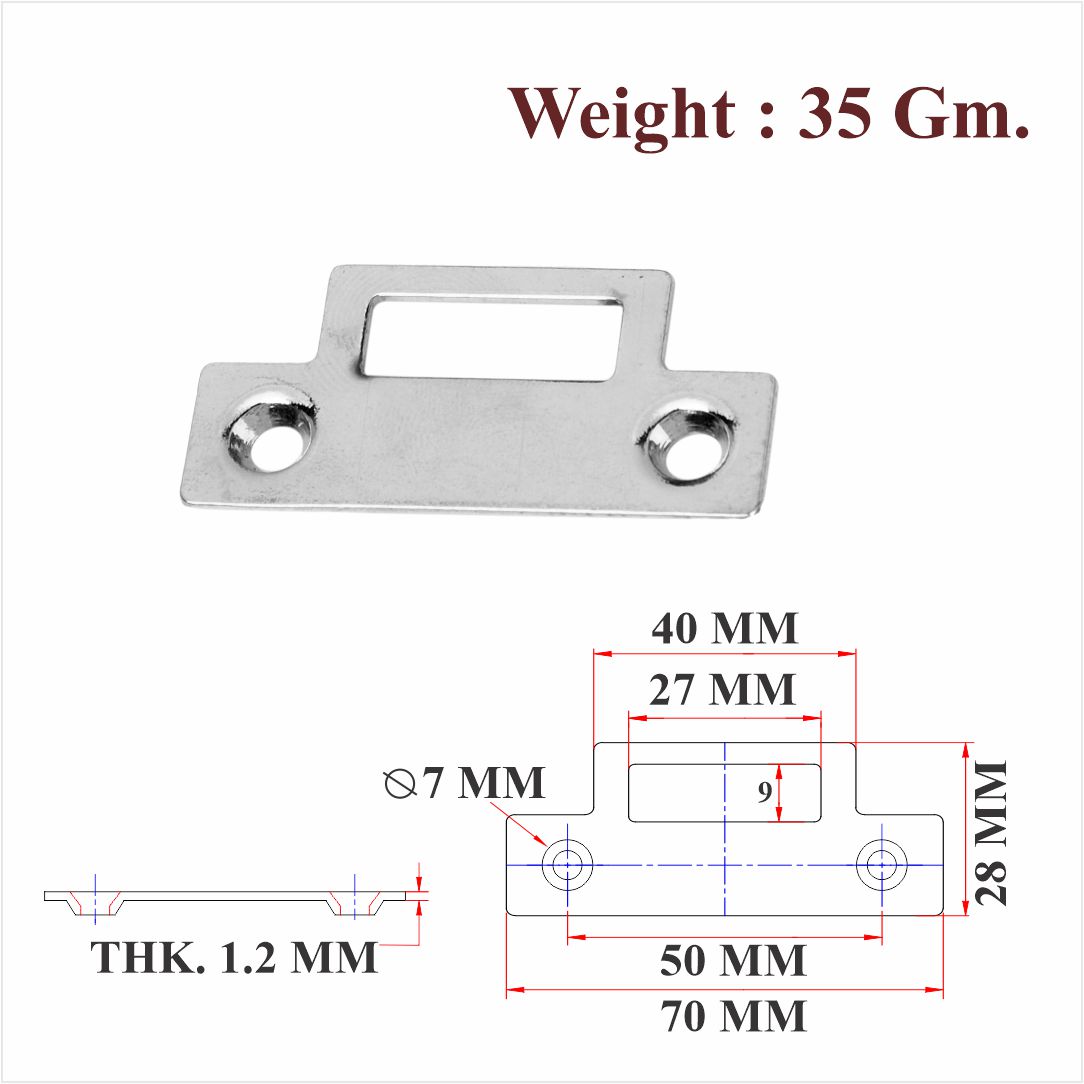 MS & Zinc Striker Plate For Cupboard Lock