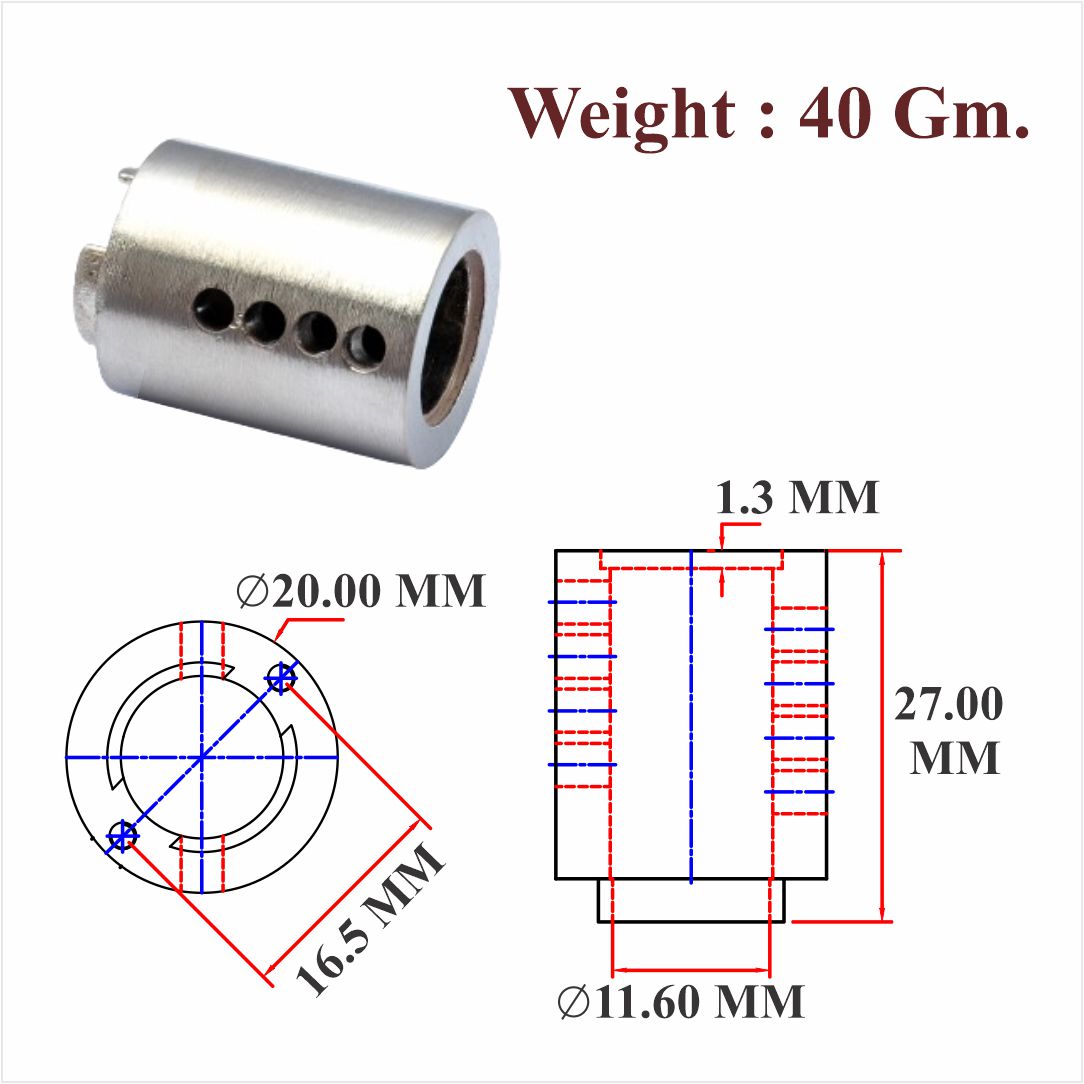 MS & Zinc Cylinder Body 20x27MM