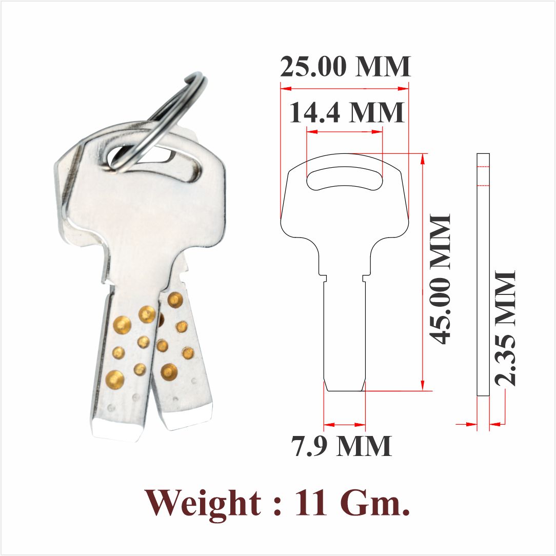 MS & Zinc Key For Drawer Lock