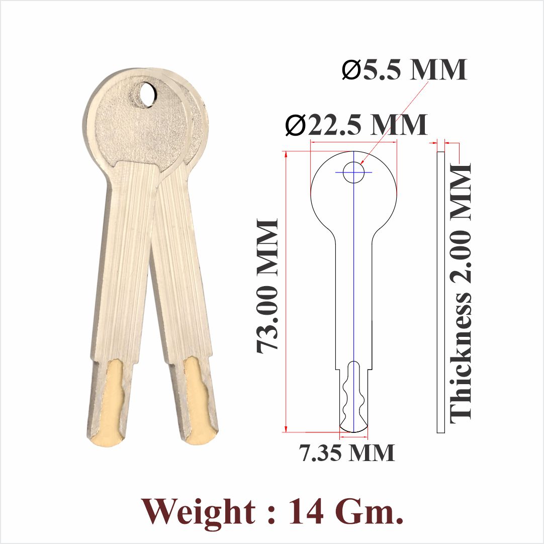 Key for 70 MM Aluminium Cupboard Lock