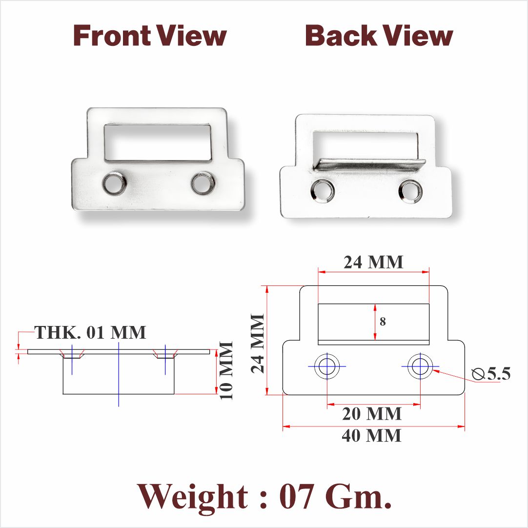 Striker Plate for 70 MM Aluminium Cupboard Lock