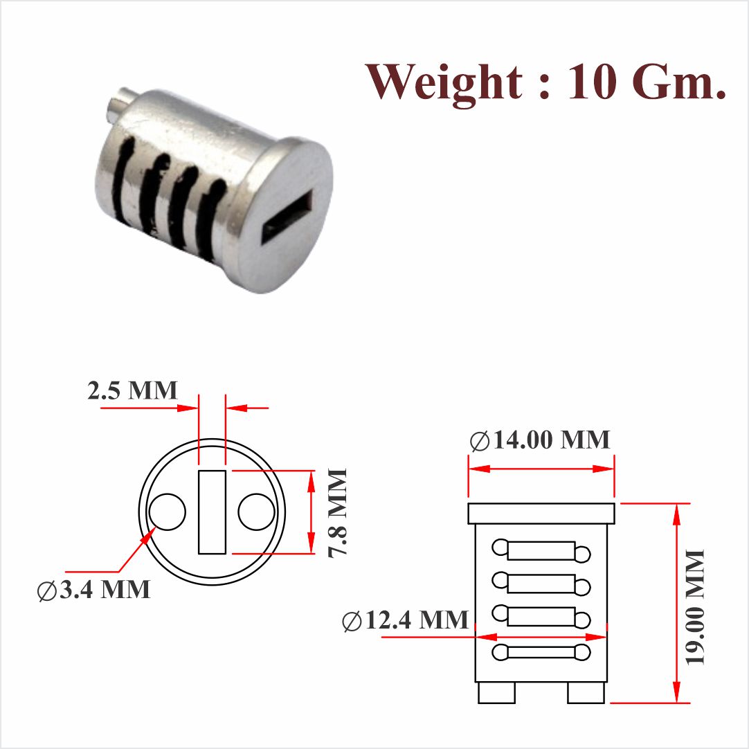 Tumbler For 70 MM Aluminium Cupboard Lock