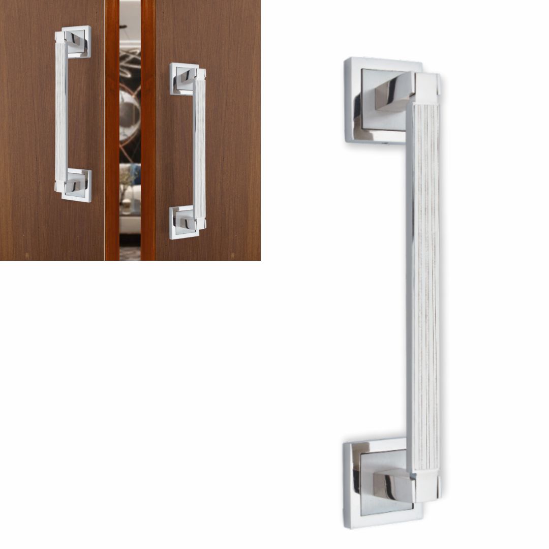 Zinc pull handles for wooden doors