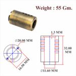 SS & Brass Cylinder Body 20x32 MM For Cupboard