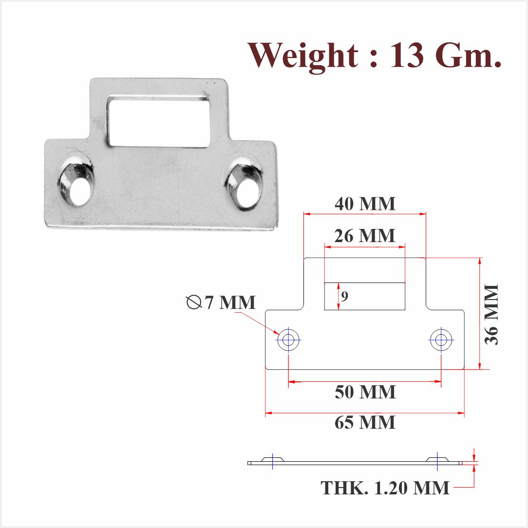 SS & Brass Striker Plate For Cupboard